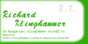 richard klinghammer business card